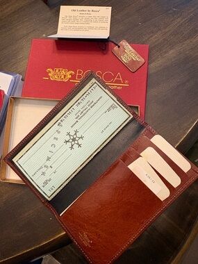 Bosca Brown Leather Checkbook & Card Holder